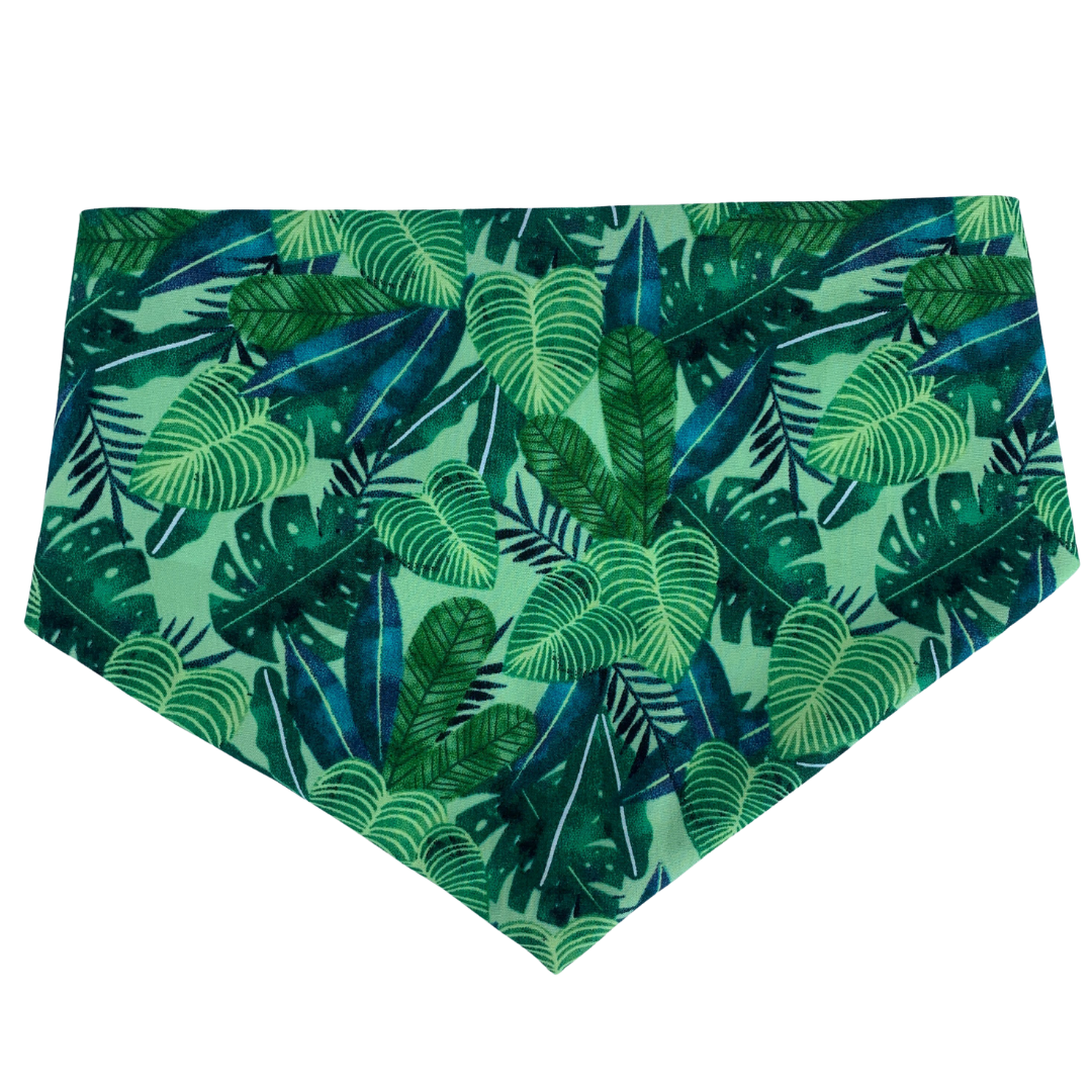 bright green leaf print dog bandana made in NZ