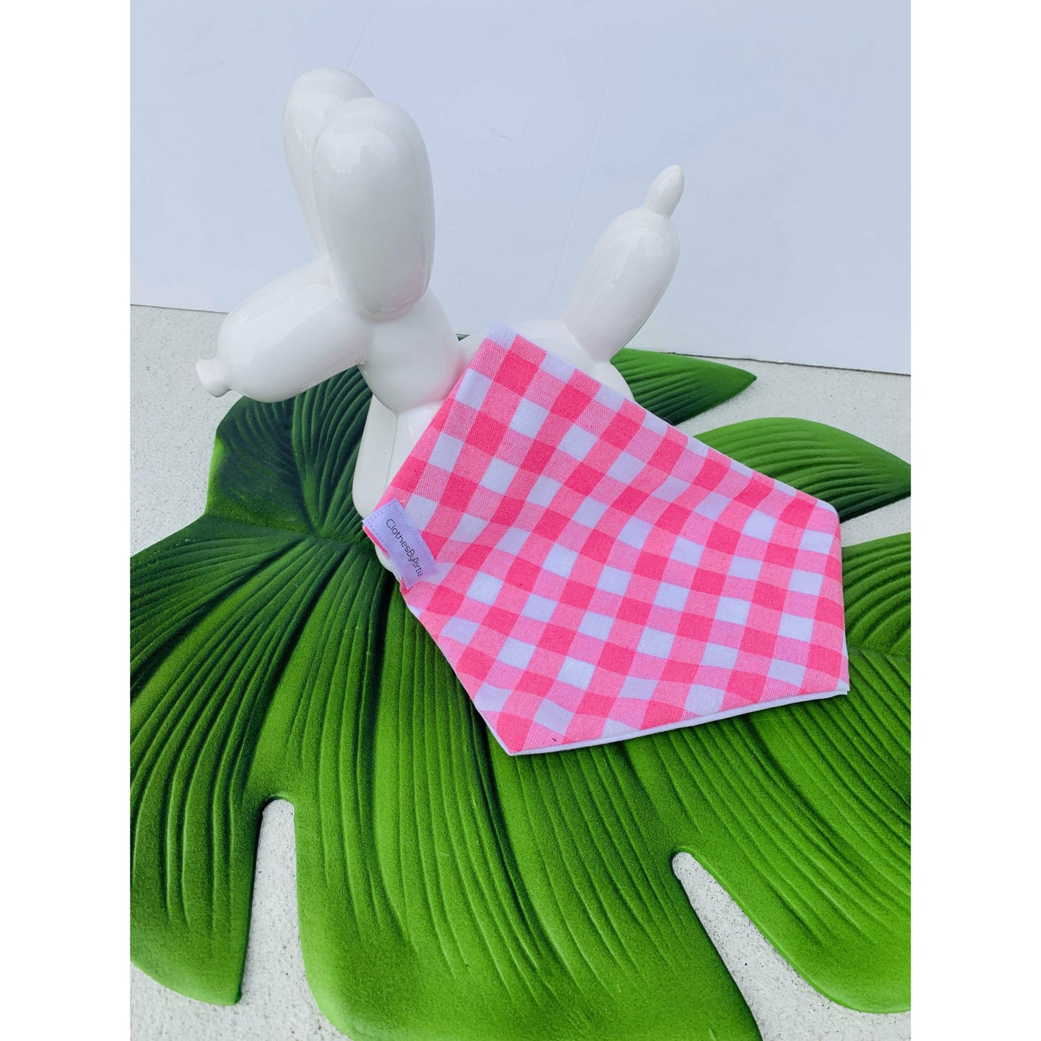 candy pink gingham dog bandana made in New Zealand
