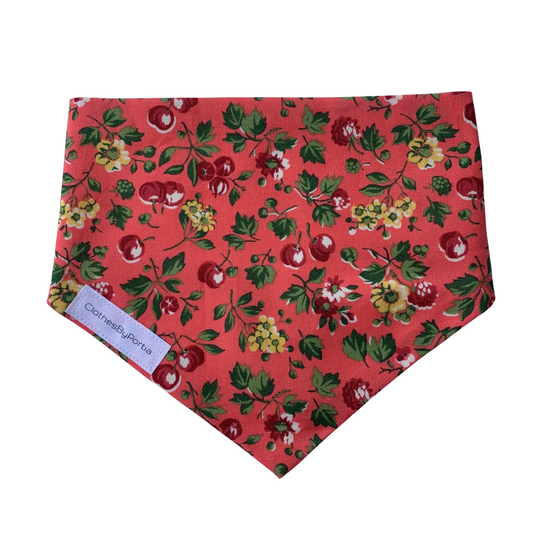 cherry print fabric dog bandana made in New Zealand