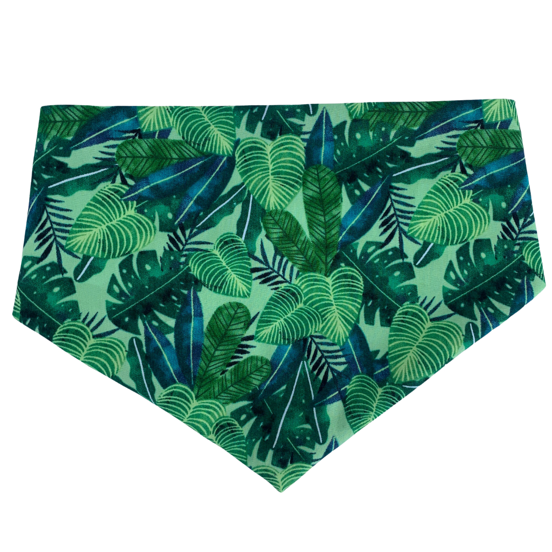 bright  green leaf print dog bandana made in NZ