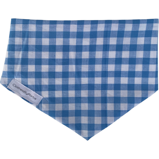 baby blue gingham dog bandana made in New Zealand