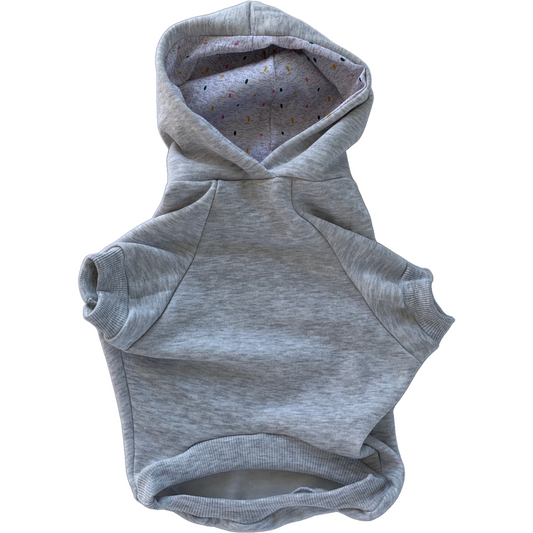 grey hoodie for a dog
