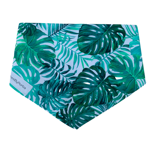 green monstera print dog bandana made in New Zealand